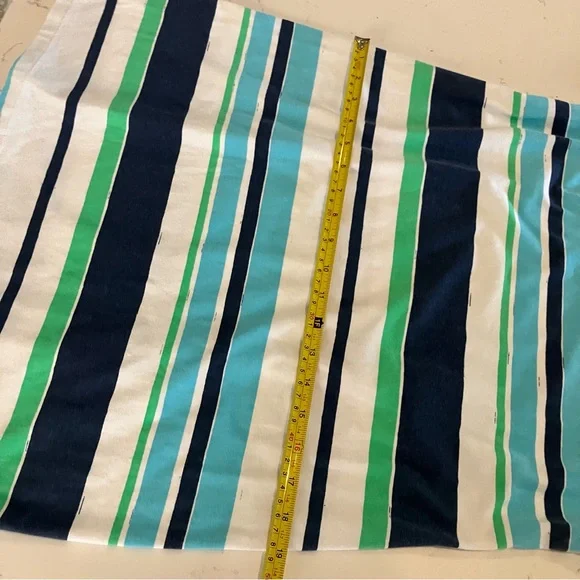 MAHI GOLD Womens Large Blue Green White Striped 3/4 Sleeve Stretch Cotton Dress - Picture 10 of 10